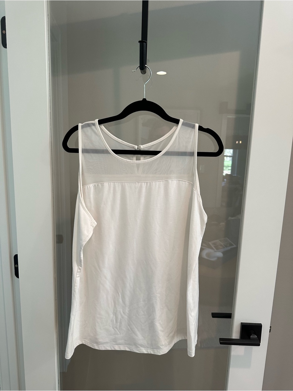 Lane Bryant Cream Sheer Yoke Sleeveless Tank